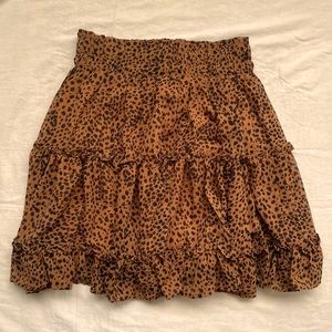 Newbury Kustom Animal Print Chiffon Ruffle Mini Skirt SZ S